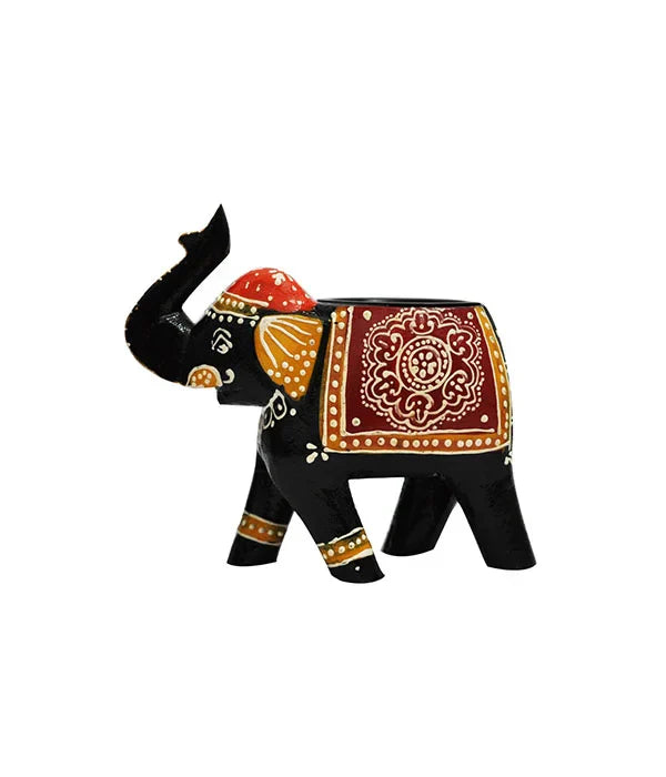 Wooden Elephant Tea Light Candle Holder Decor set of 2 pc Secondary image