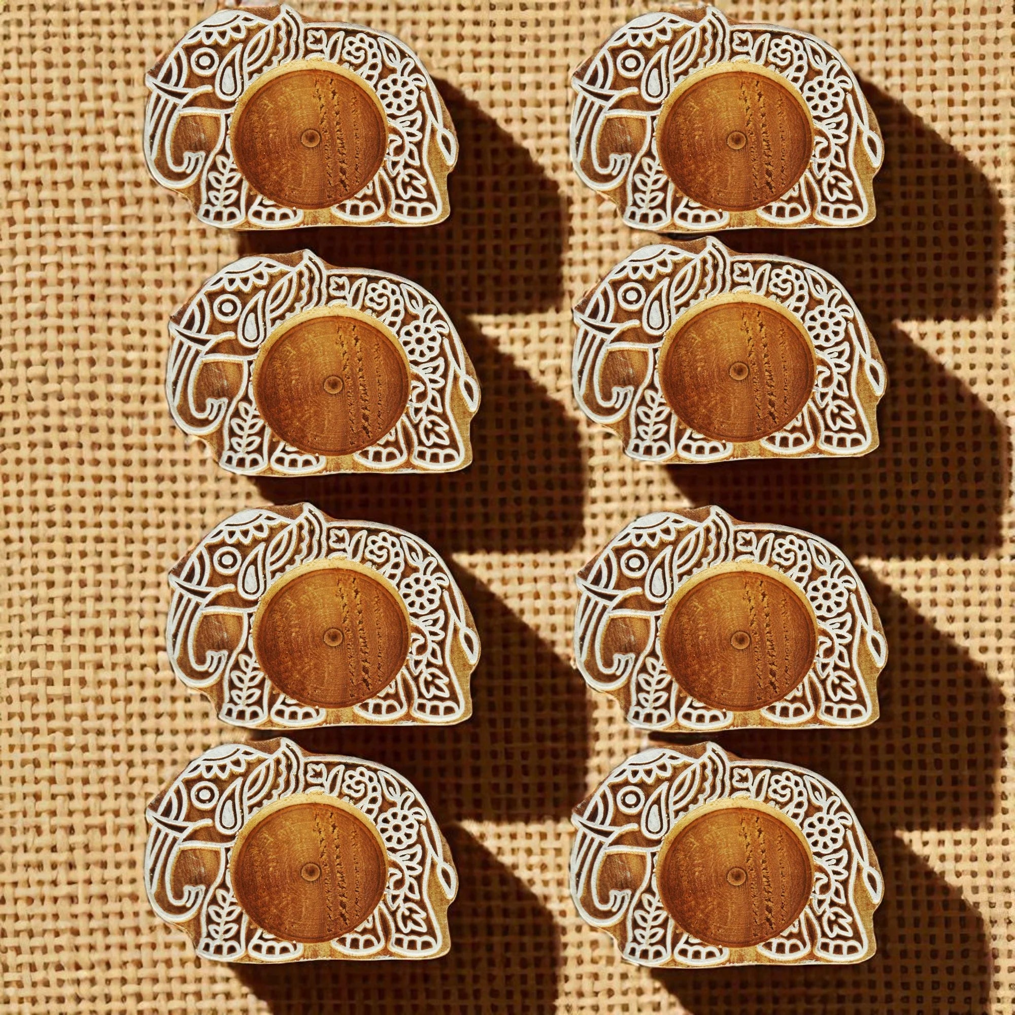 Wooden Small Elephant Block Diya - set of 8 pc Secondary image