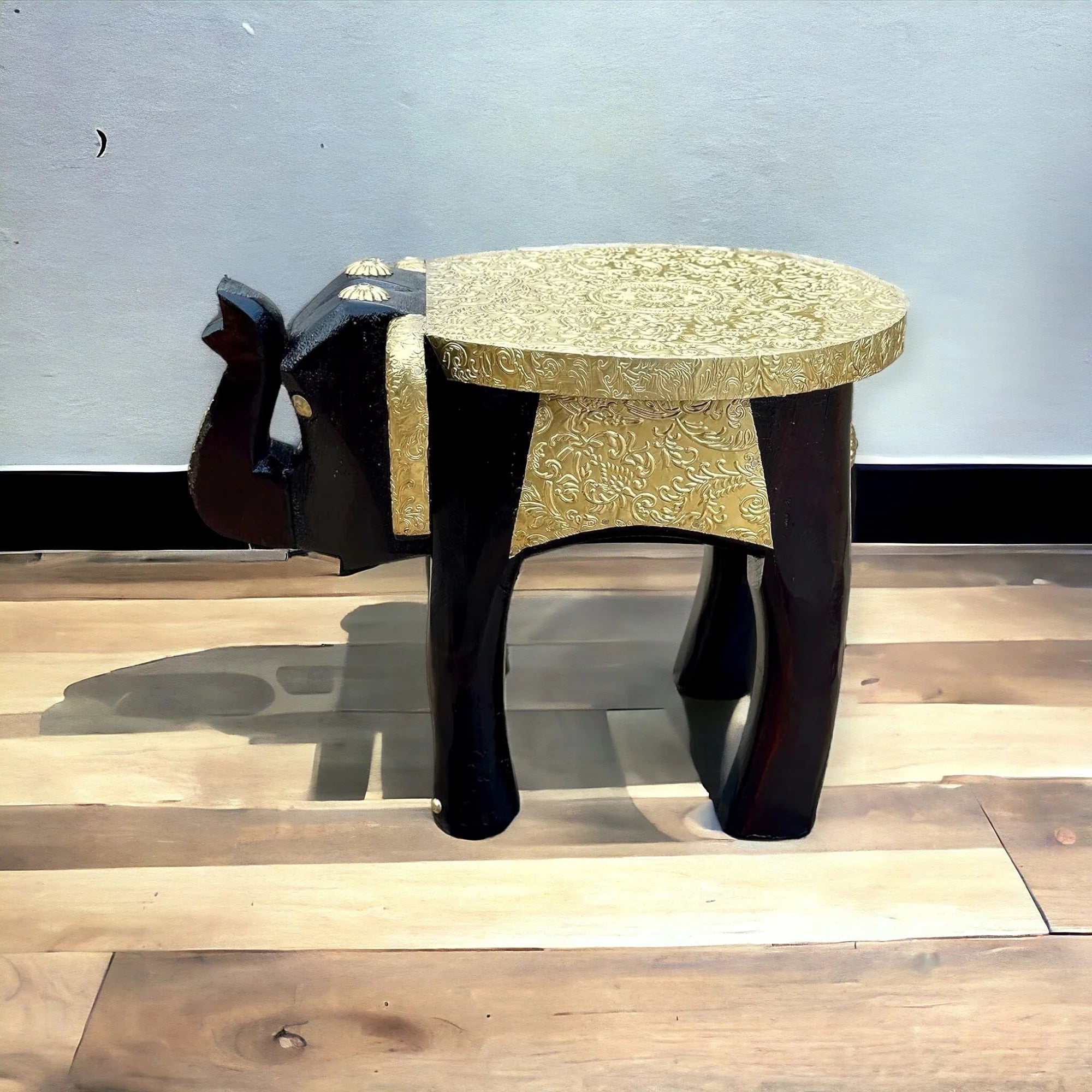 Wooden copper fitted Elephant Stool Side Table For Gift