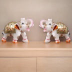 White Marble Elephant Statue Home Decor pair