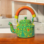 Hand Painted Aluminium Kettle Green