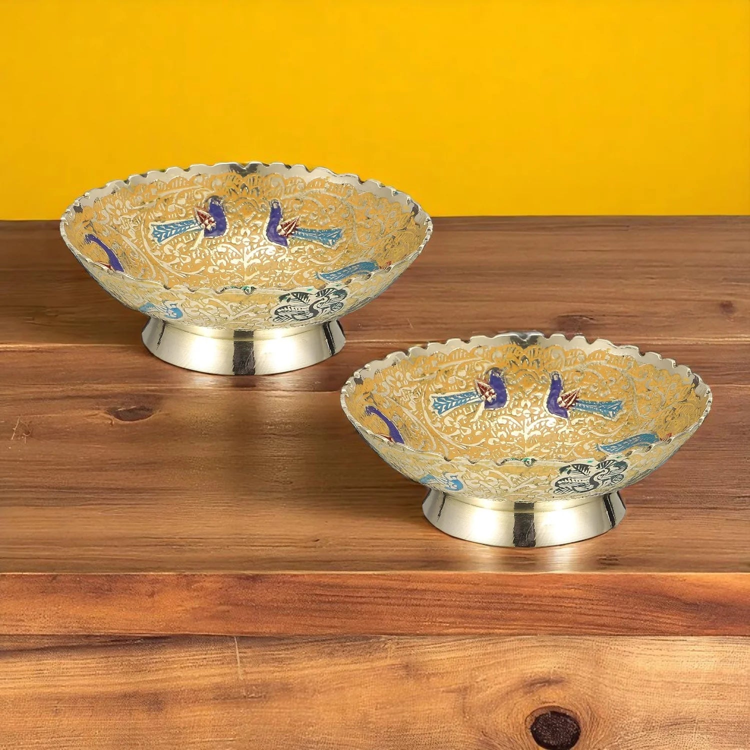 Beautiful Brass Dry Fruit Bowl Bidri Work Decorative set of 2 pc Secondary image