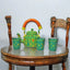 Hand Painted Aluminum tea Kettle green with glass