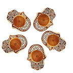 Wooden Small Block hand Shape Diya pair