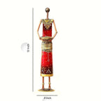 Iron Tribal Doll Tea Light Candle Holder Set of 4 Red