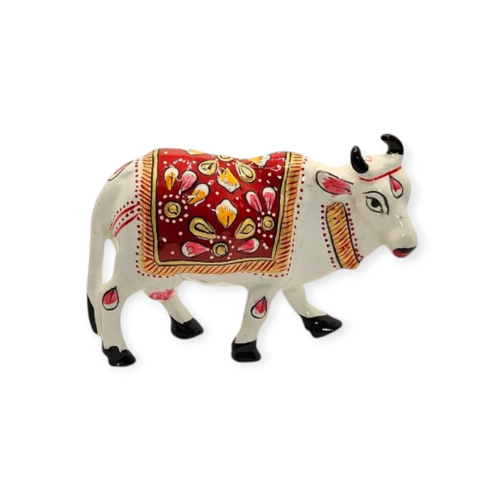 Beautiful Small metal meenakari Kamdhenu Cow - 2 inch set of two pc Main image