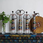 Iron Tribal Doll Tea Light Candle Holder Set of 4