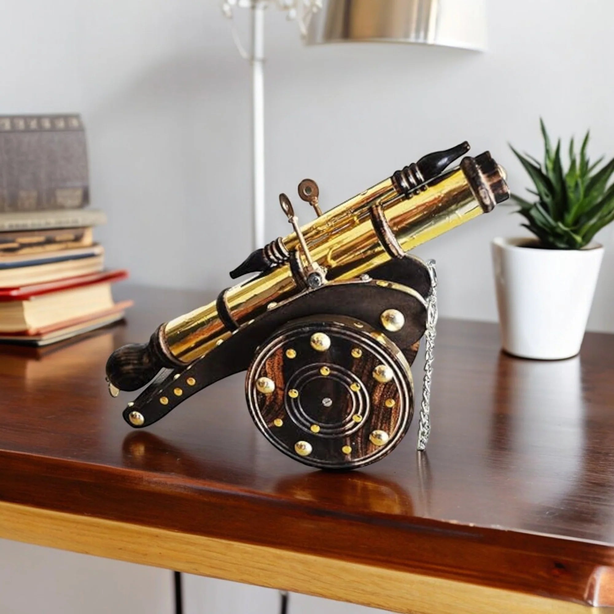 Wooden Cannon With Brass Accents Main image