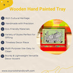 Wooden Hand Painted Serving Tray Elephant Design
